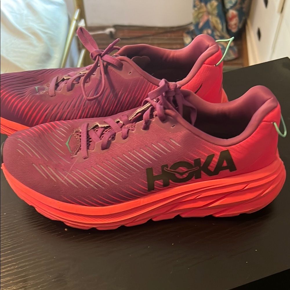 HOKA Red and Pink Running Shoes